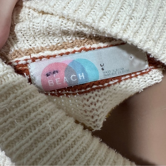 Free People Beach Atlas Pullover Turtleneck Sweater Dress Stripe Bronze Combo - Picture 9 of 9